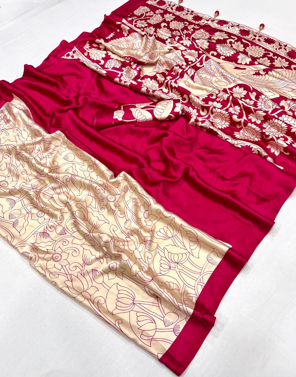 Fuchsia Pink Crepe Silk Ready To Wear/Easy Saree