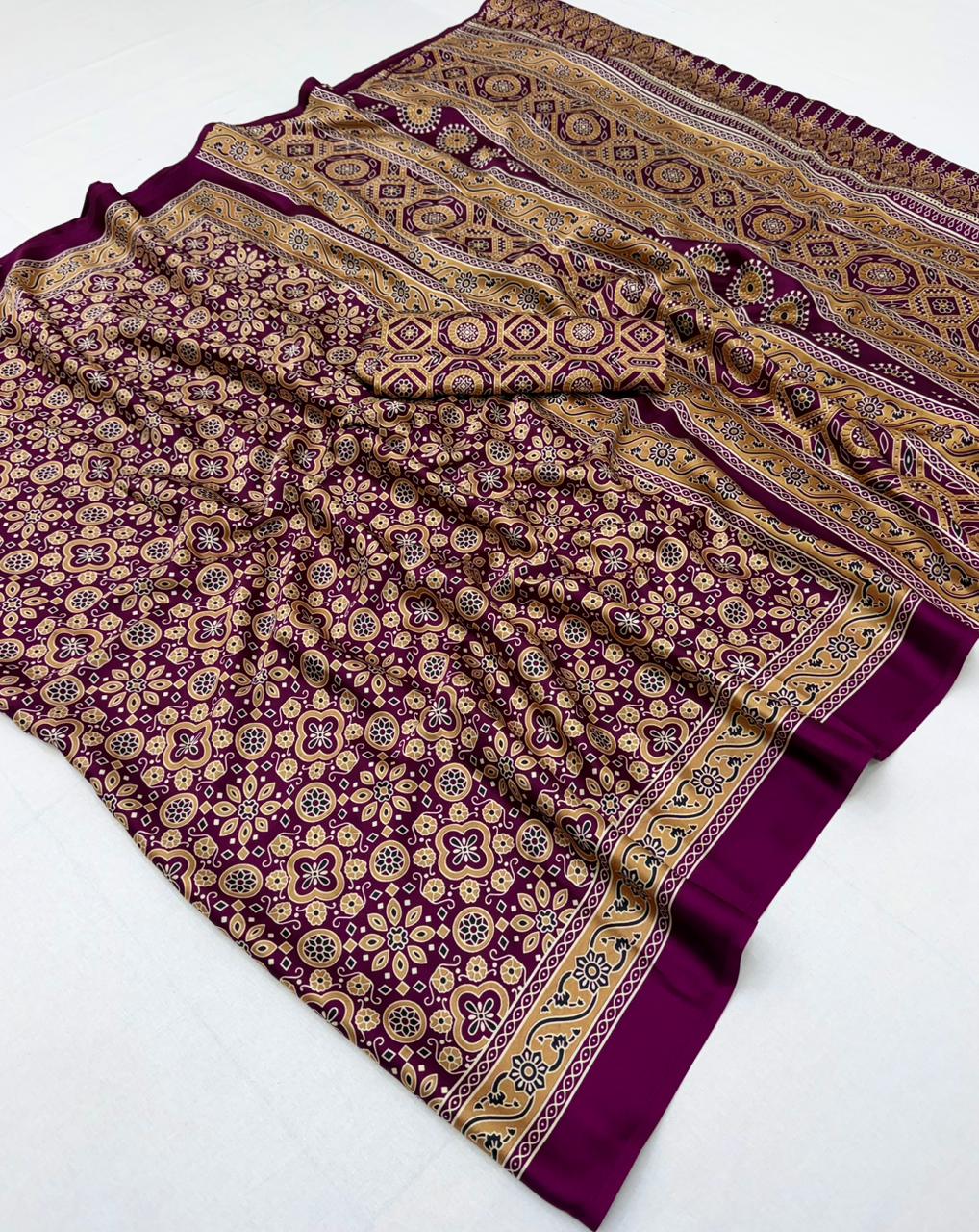 Magenta Modal Silk Office Wear Ready To Wear/Easy Saree