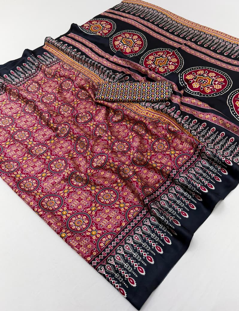 Black Modal Silk Office Wear Ready To Wear/Easy Saree