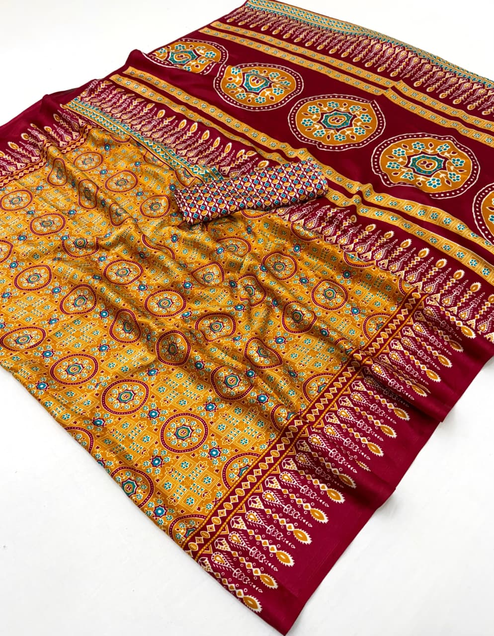 Yellow Modal Silk Office Wear Ready To Wear/Easy Saree
