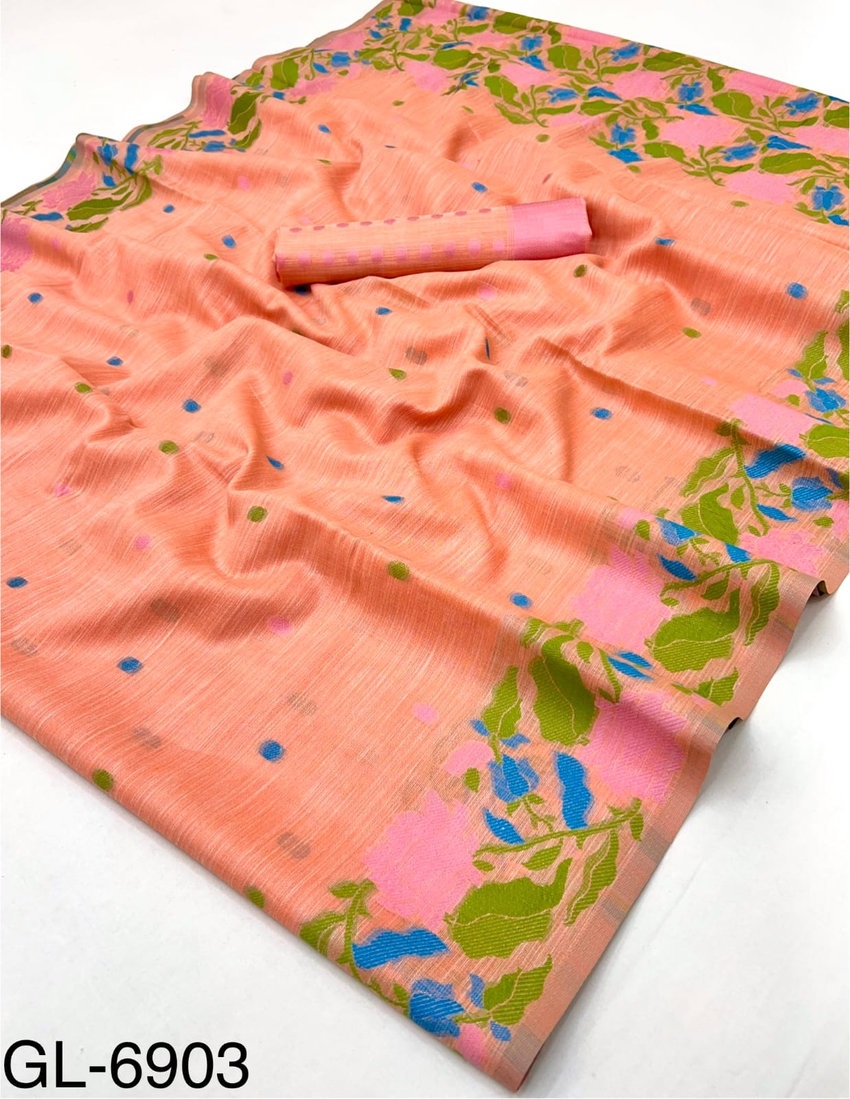 Peach Linen Office Ready To Wear/Easy Saree - Panaash Saree