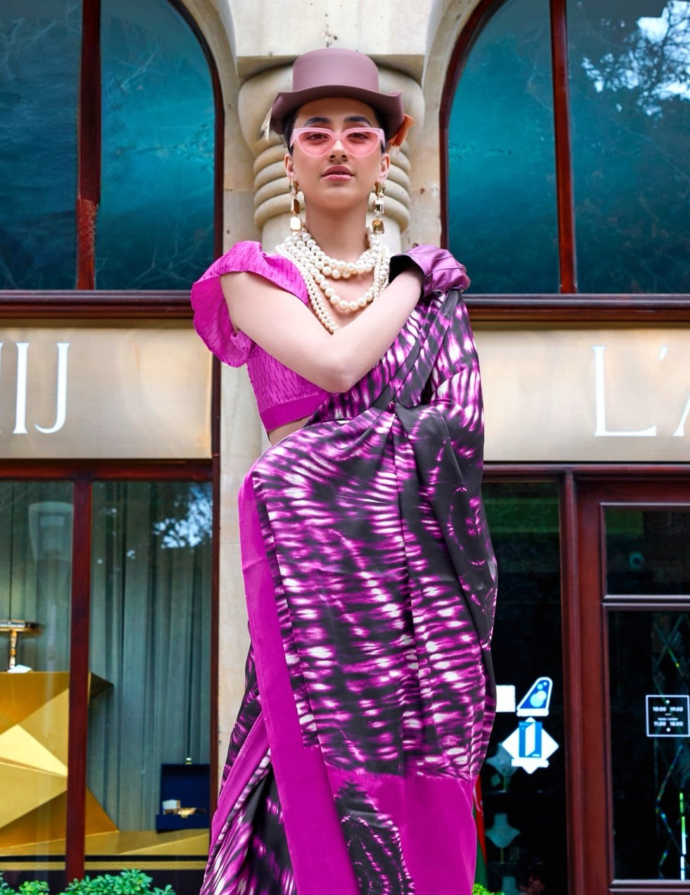 Pink Crepe Silk Casual Readymade/Easy Saree