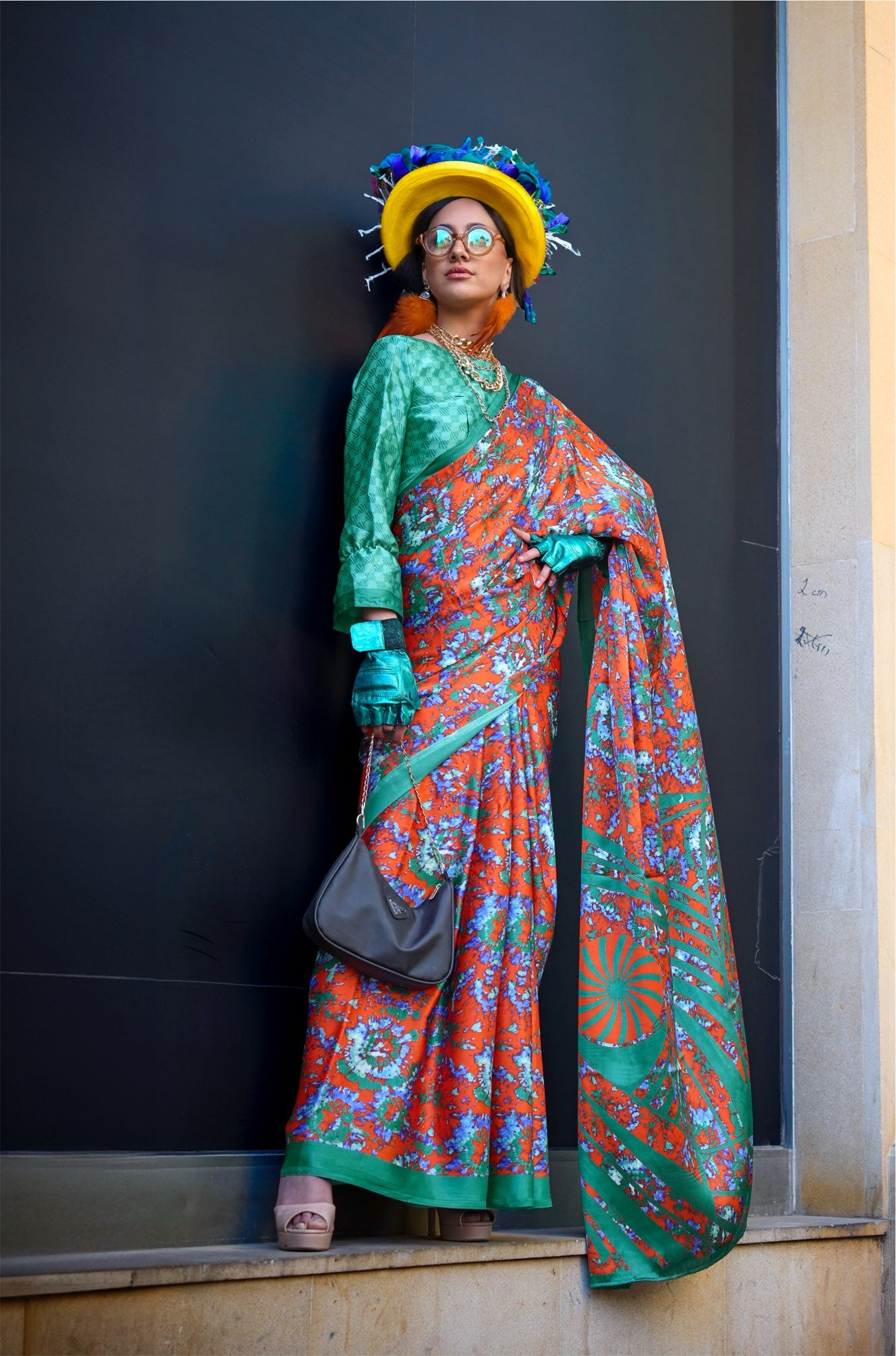 Multi Color Crepe Silk Casual Readymade/Easy Saree