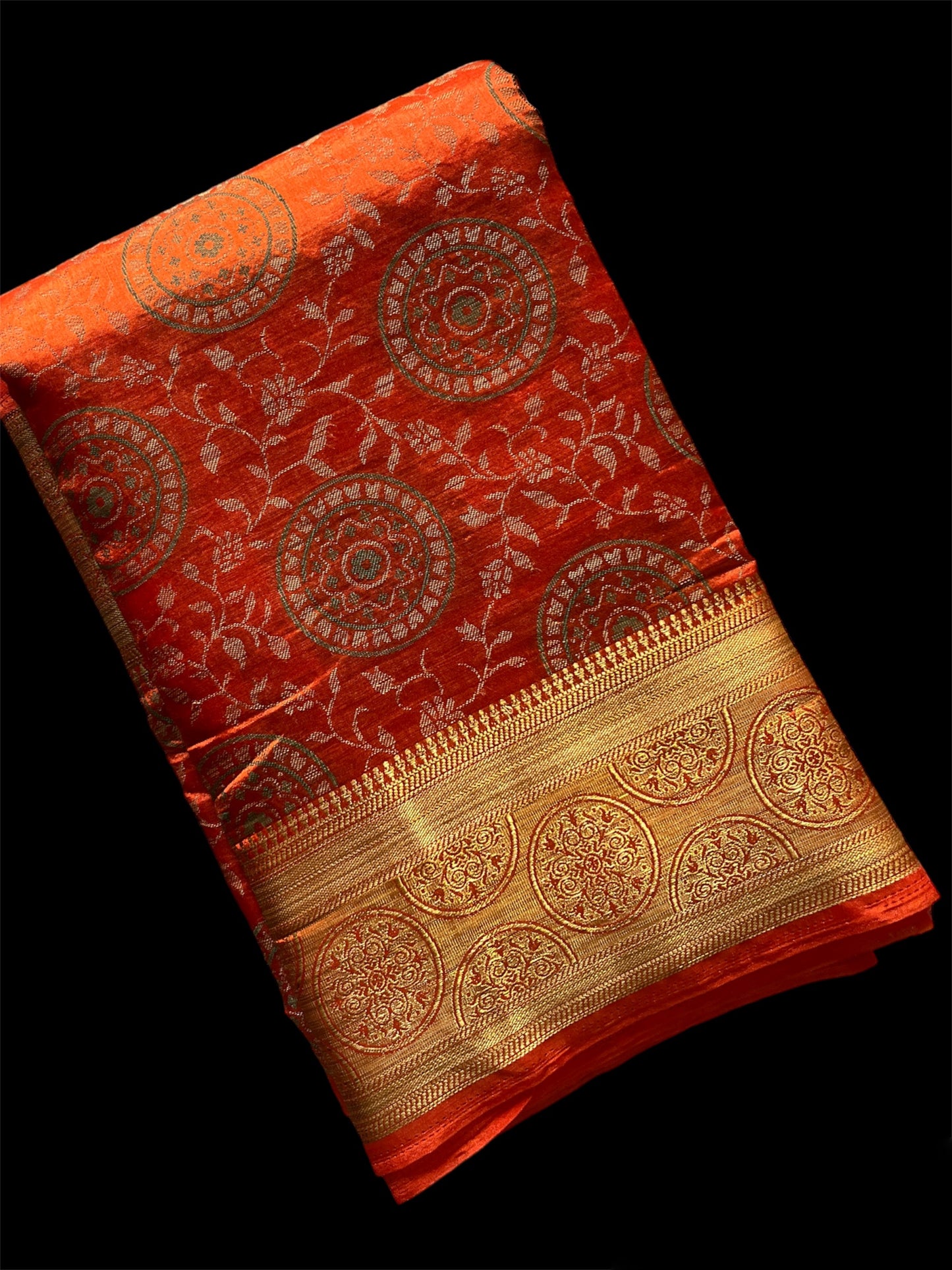 Orange Color Silk Readymade/Easy Saree (Clearance)