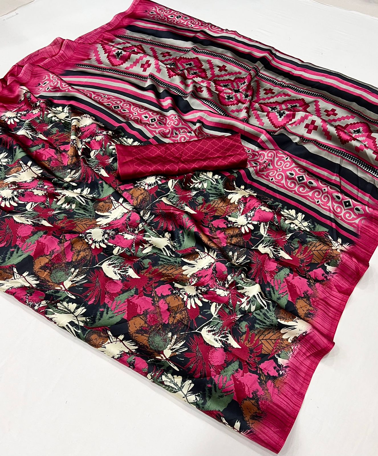 Multicolor Crepe Silk Casual Readymade/Easy Saree