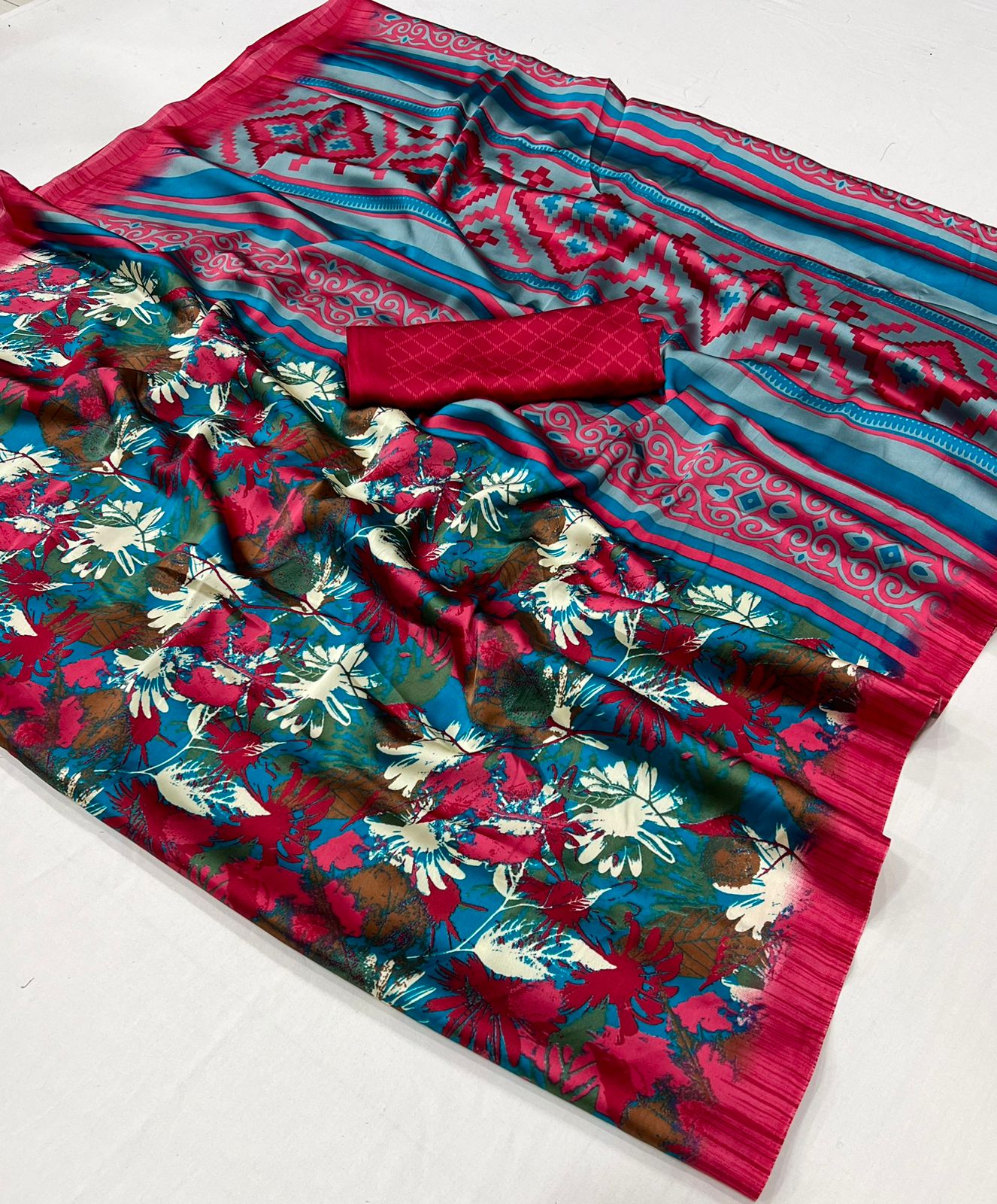 Multi color Crepe Silk Casual Readymade/Easy Saree