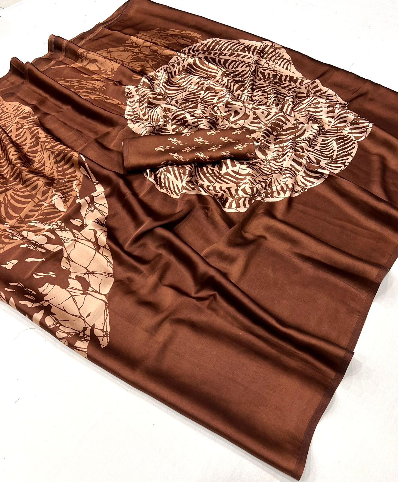 Brown Crepe Silk Casual Readymade/Easy Saree