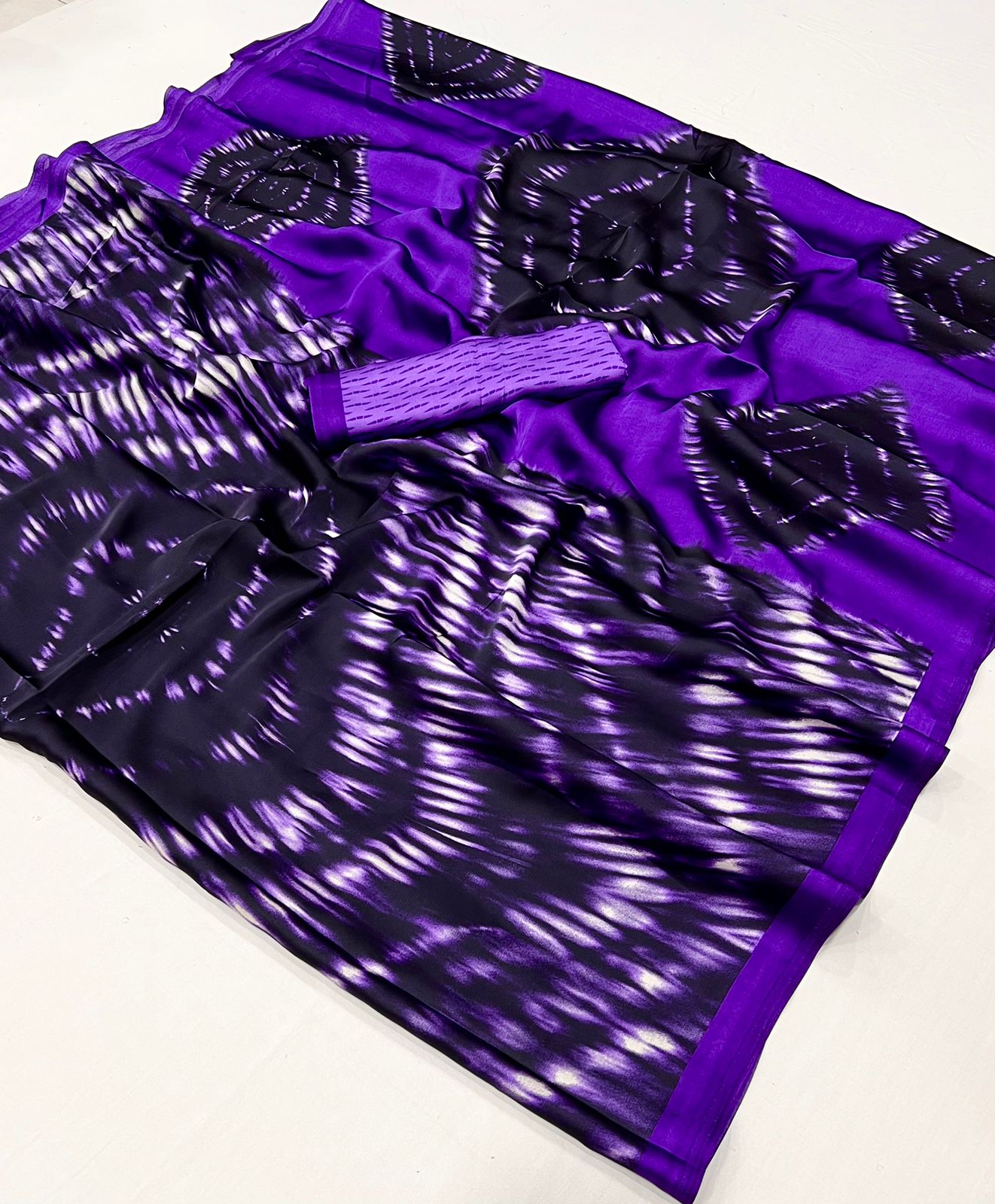 Purple Crepe Silk Casual Readymade/Easy Saree