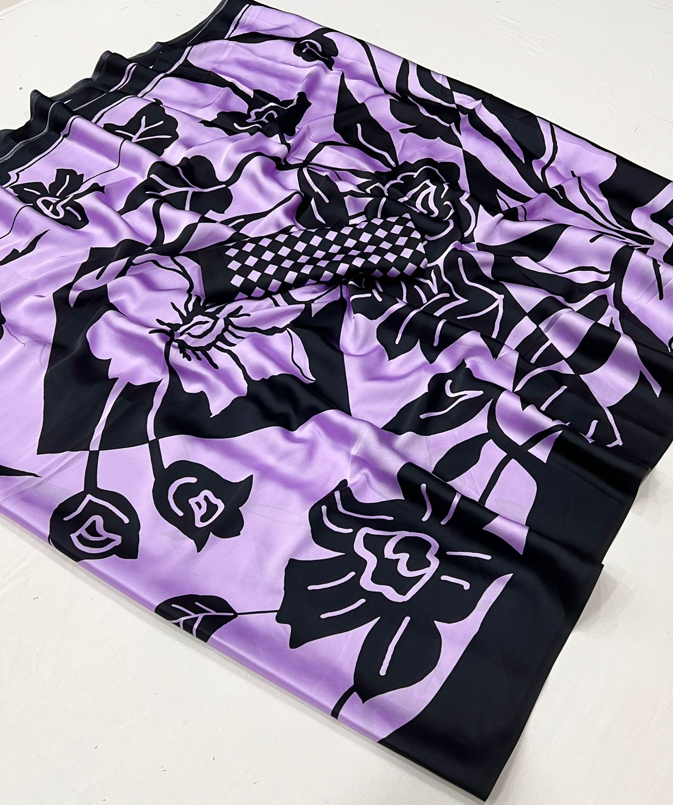 Lavender Crepe Silk Casual Readymade/Easy Saree