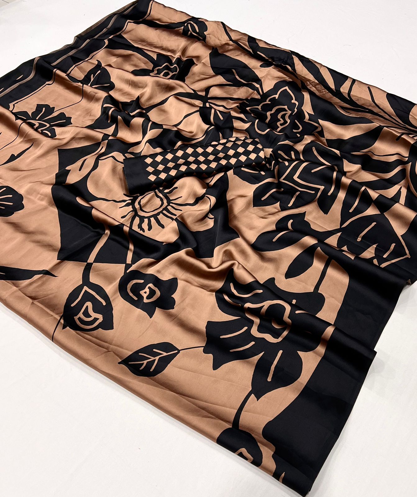 Brown Crepe Silk Casual Readymade/Easy Saree
