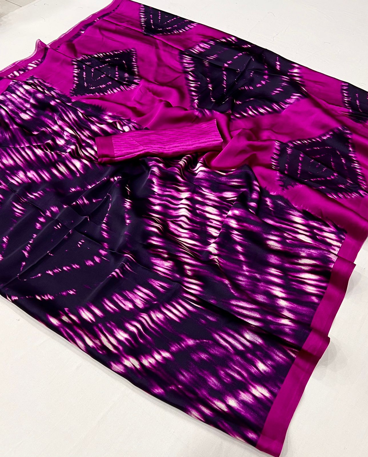 Pink Crepe Silk Casual Readymade/Easy Saree