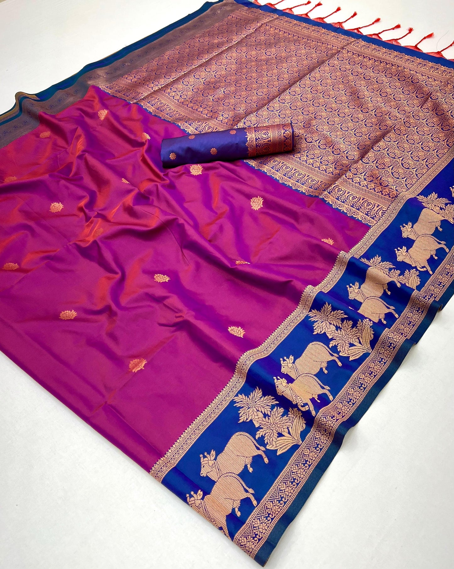 Magenta Tone Kanjivaram Silk Readymade/Easy Saree
