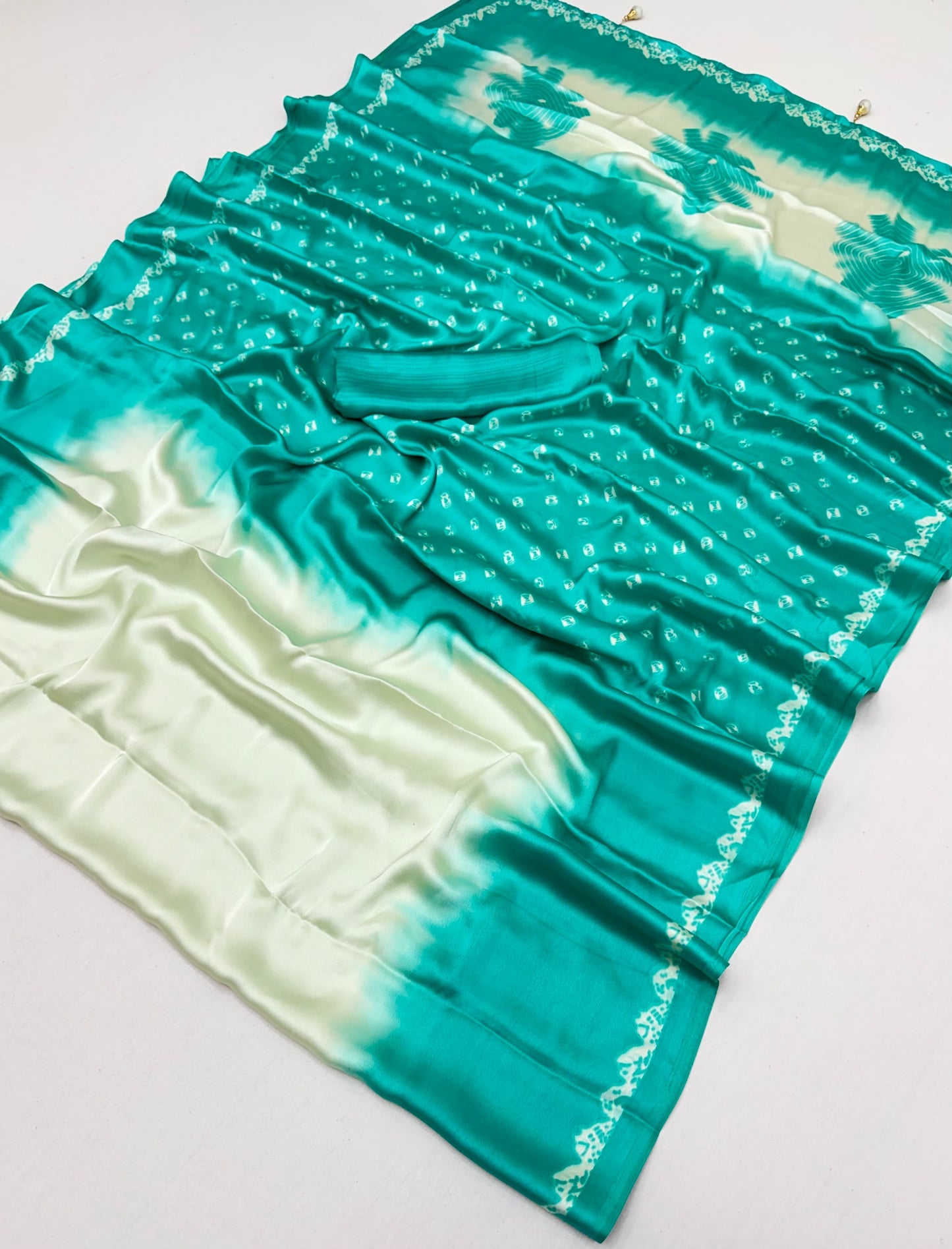 Aqua Ombre Crepe Silk Ready To Wear/Easy Saree