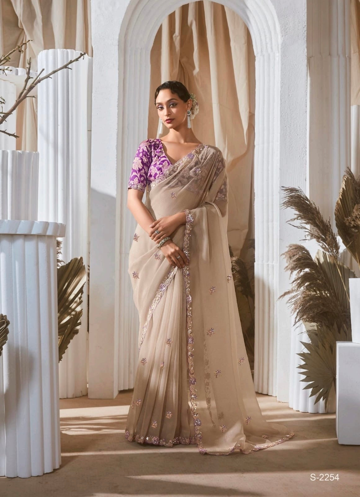 Golden Tissue Silk Readymade/Easy Saree