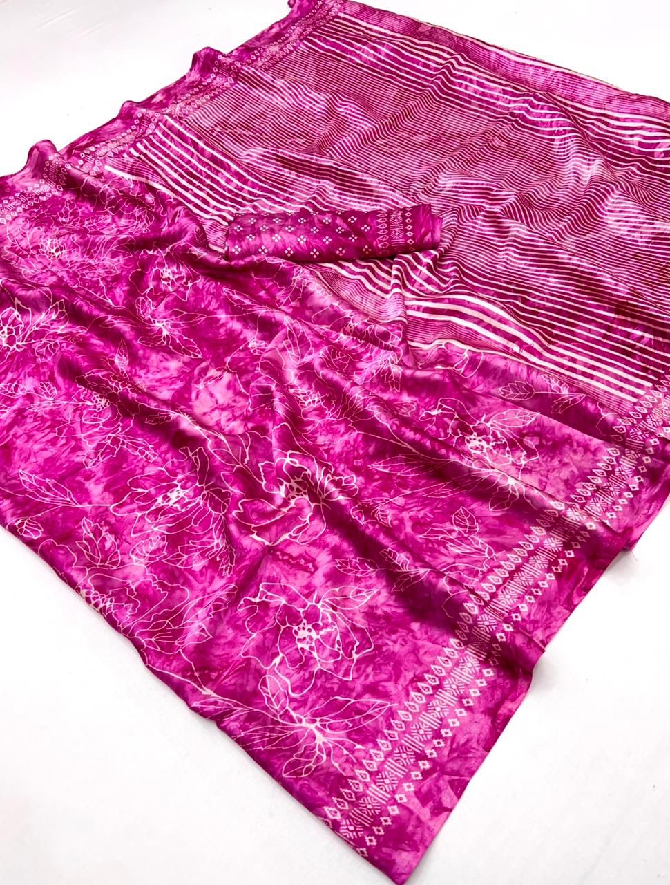 Pink Crepe Silk Readymade/Easy Saree