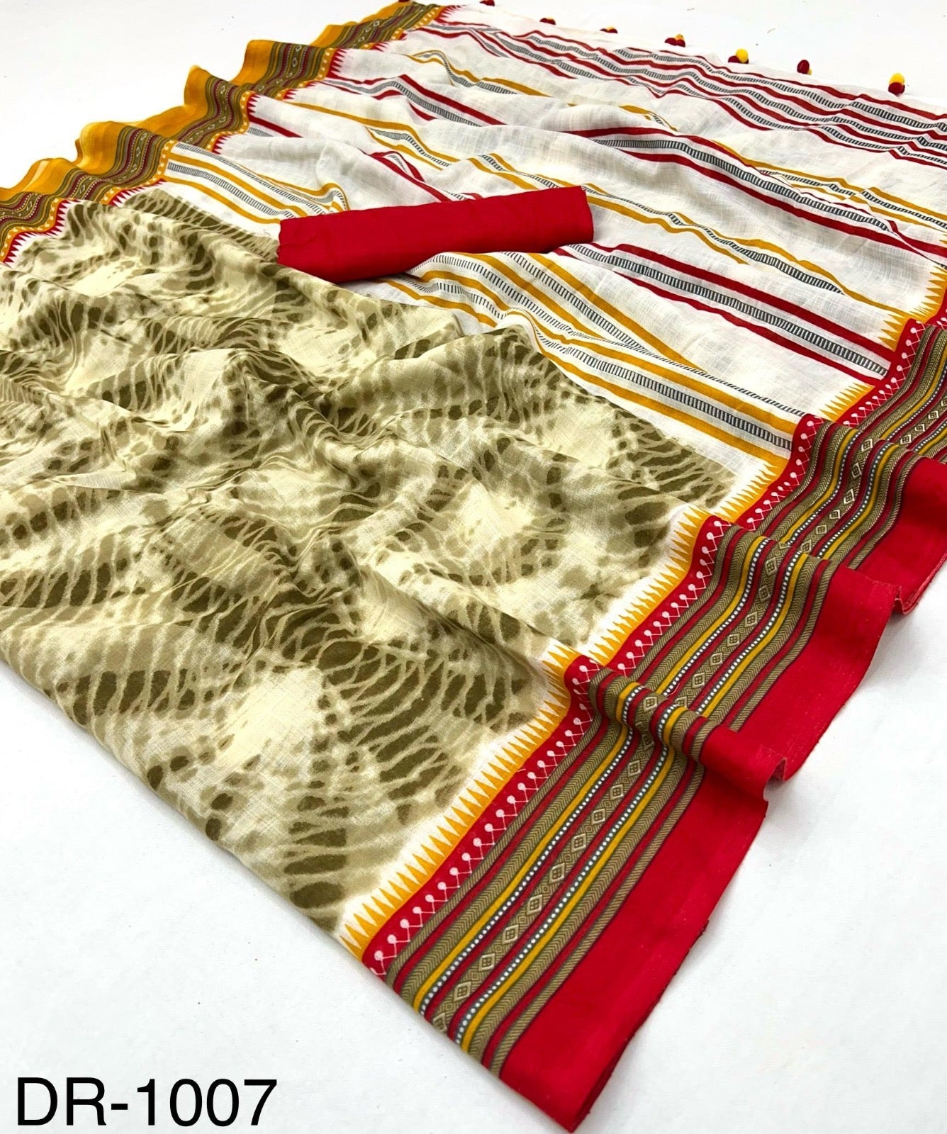 Multicolor Linen Cotton Casual Readymade/Easy Saree