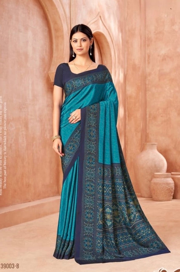 Casual Blue Readymade Saree