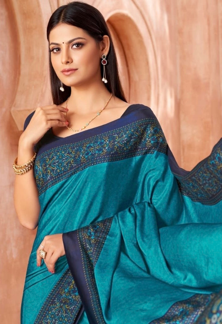 Casual Blue Readymade Saree
