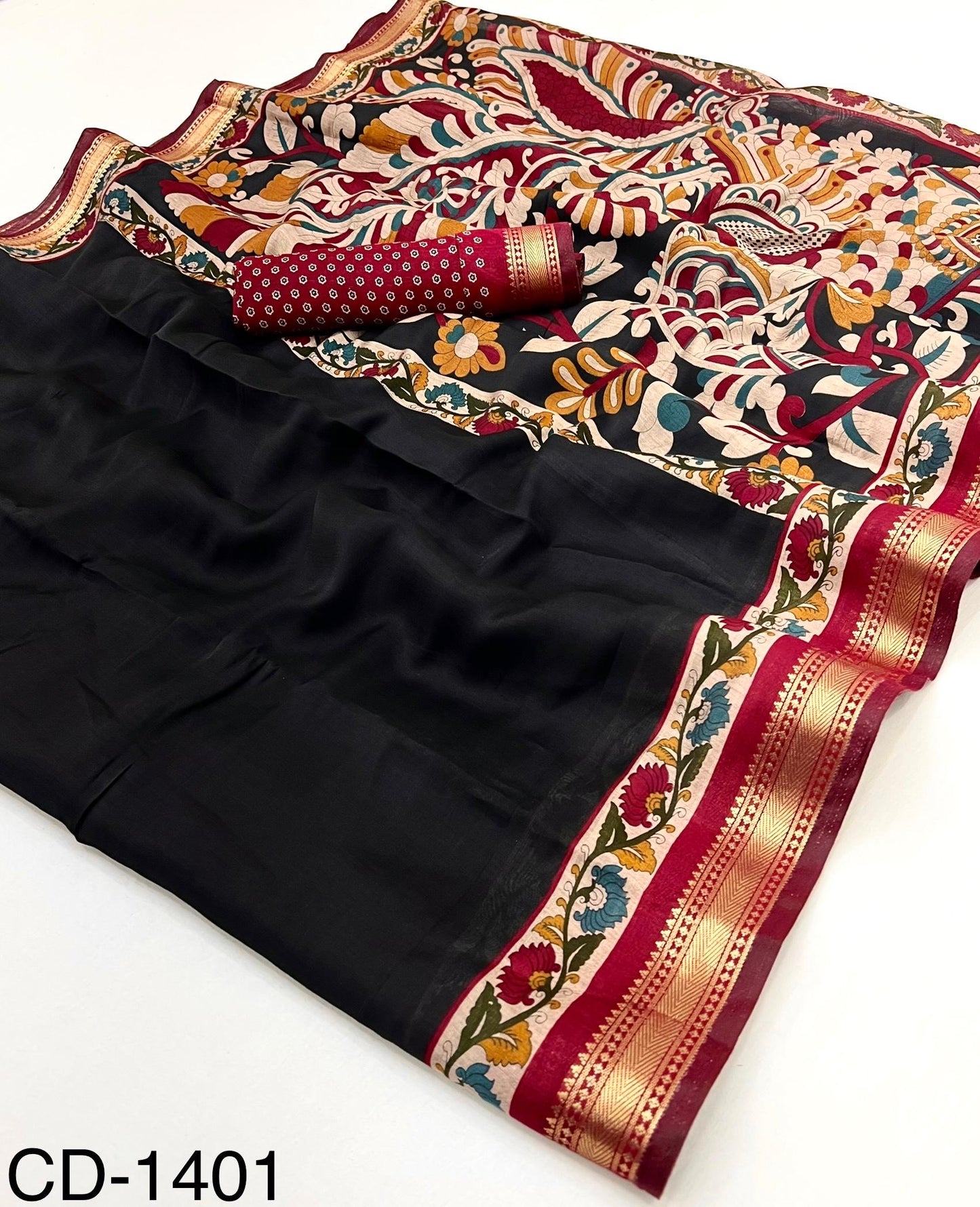 Black Mul Cotton Office Easy/Readymade Saree