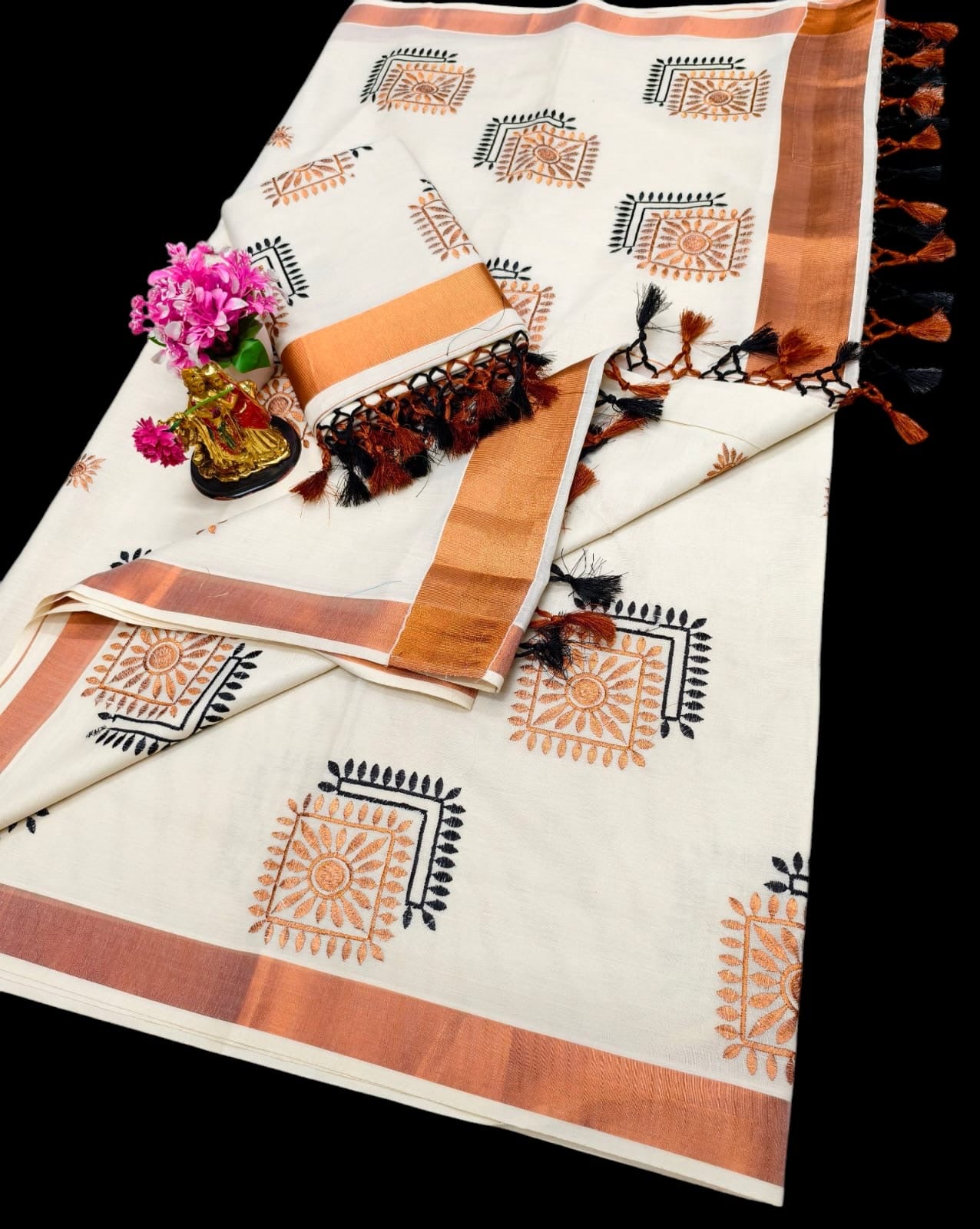 Kerala Mul Cotton Kasavu Easy/Readymade Saree