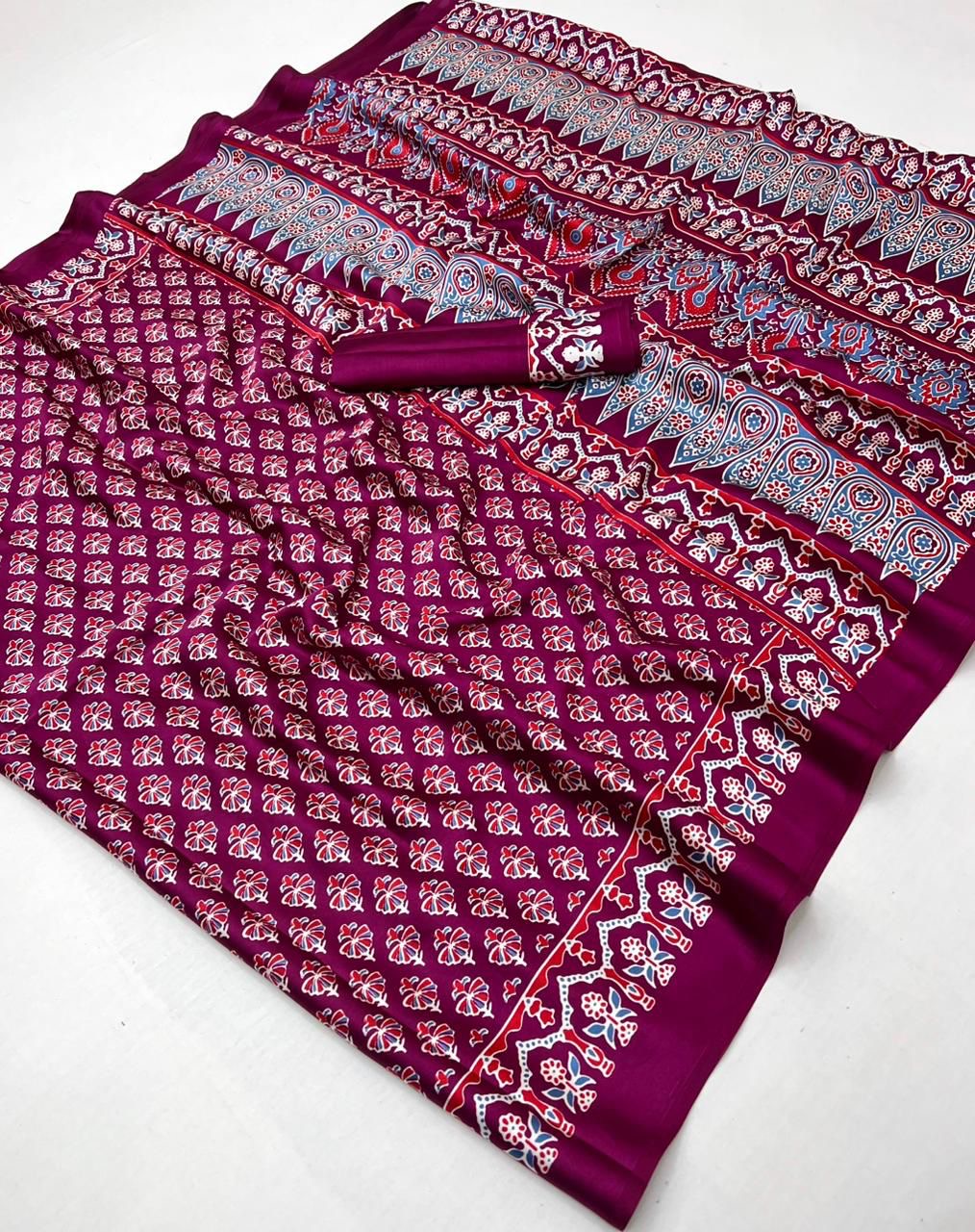 Wine Purple Crepe Silk Readymade/Easy Saree - Panaash Saree