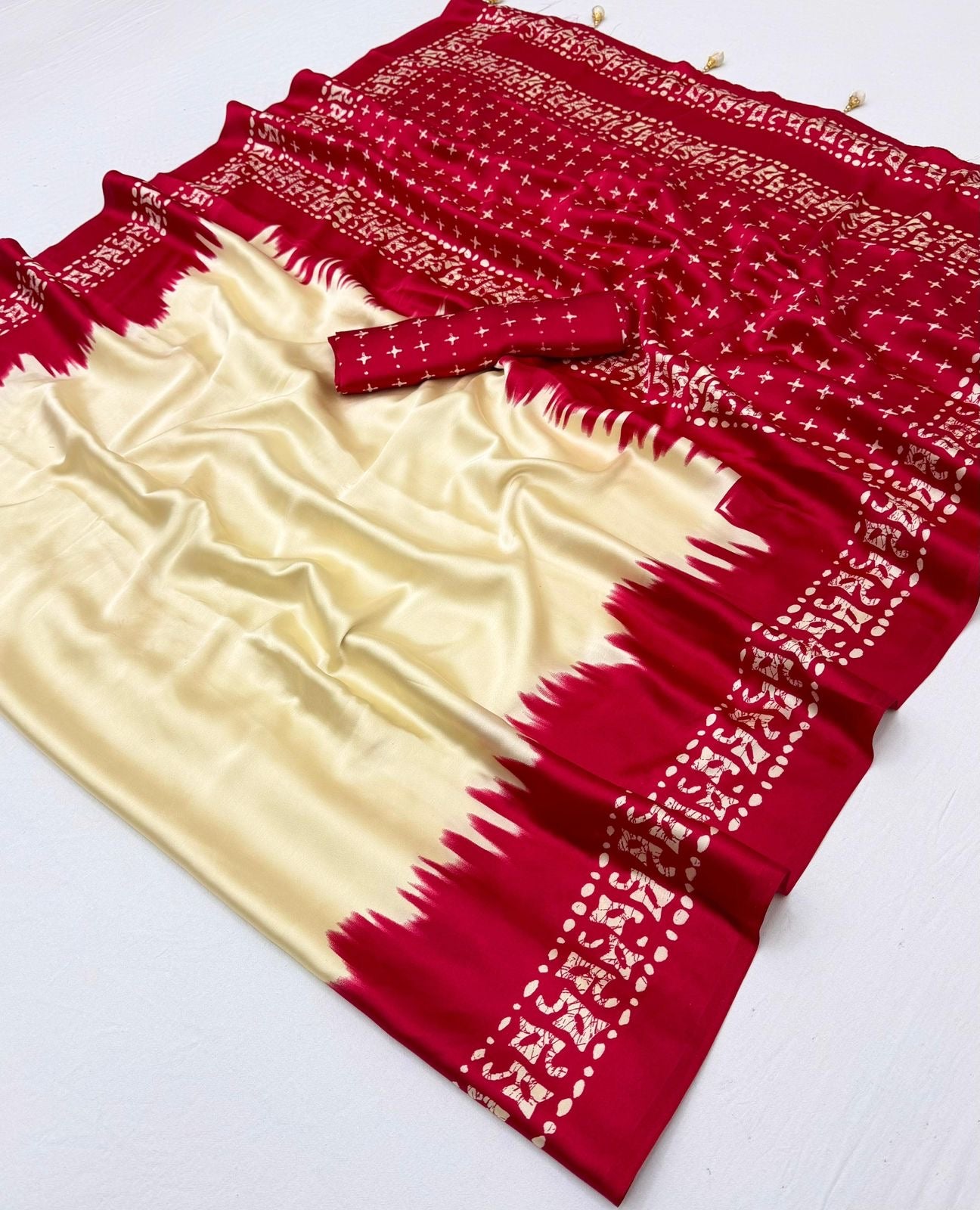 Cream Crepe Silk Ready To Wear/Easy Saree - Panaash Saree