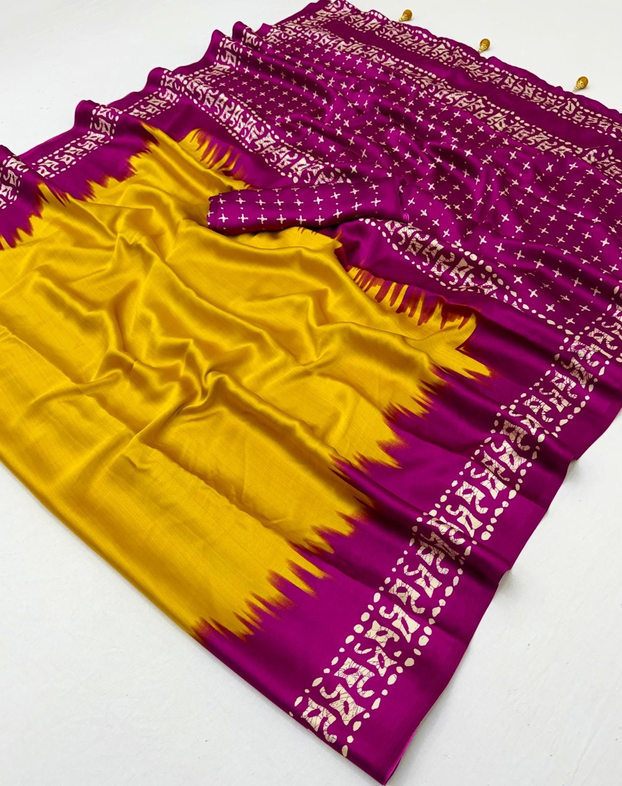Yellow Crepe Silk Ready To Wear/Easy Saree - Panaash Saree