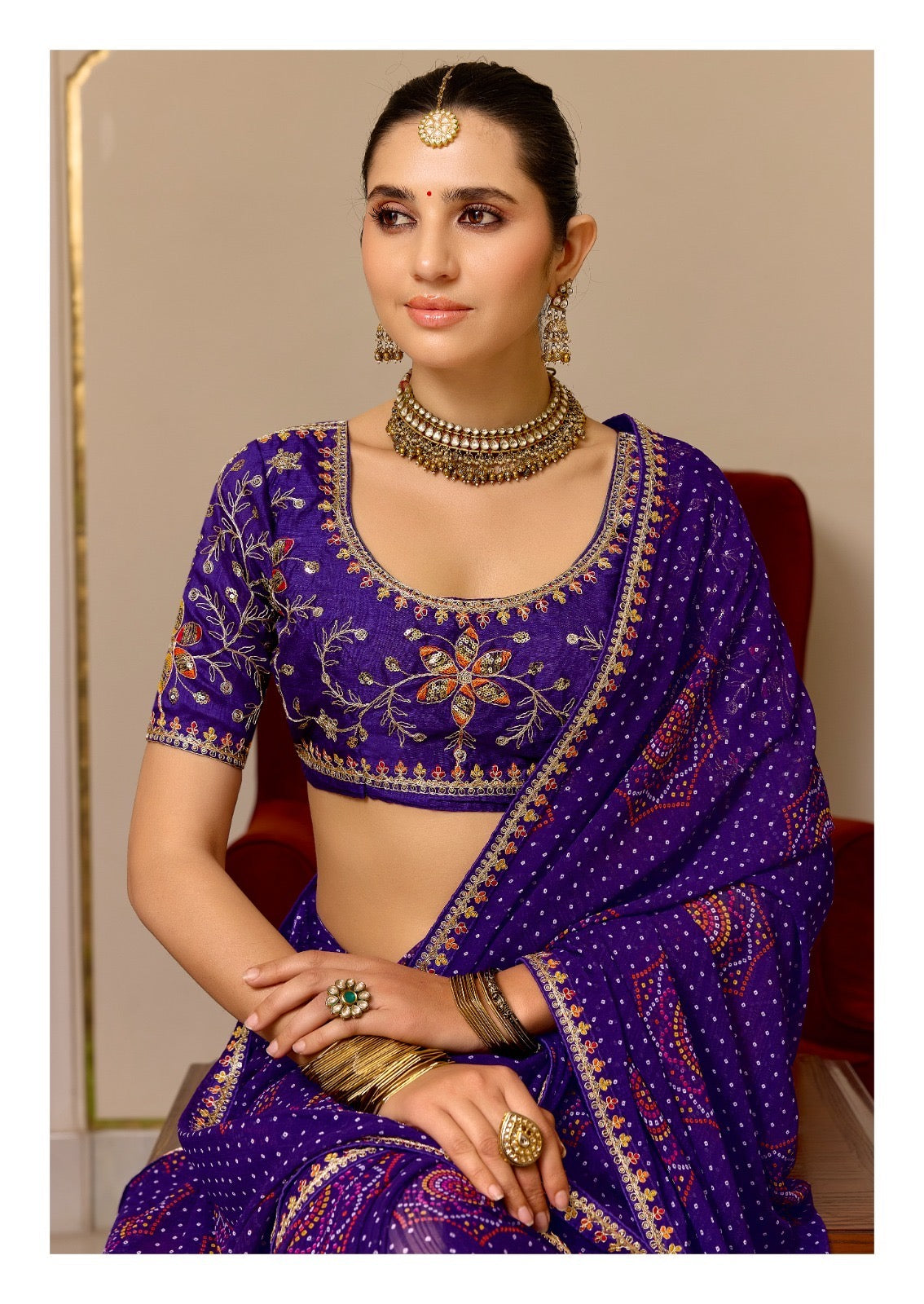 Purple Georgette Normal Drape Saree - Panaash Saree