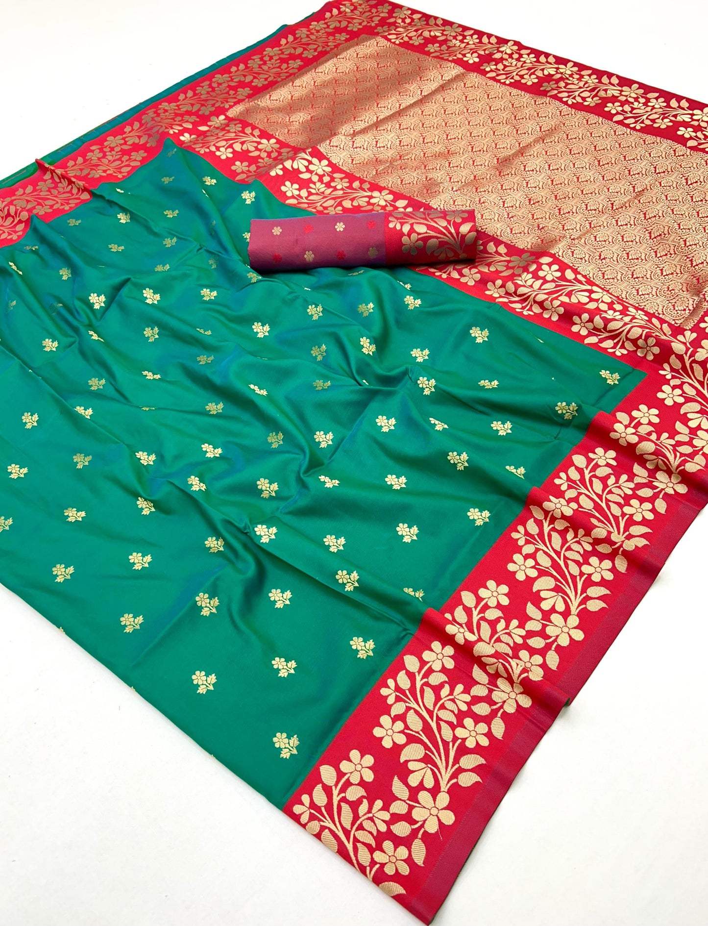 Sea Green Kanjivaram Silk Readymade/Easy Saree