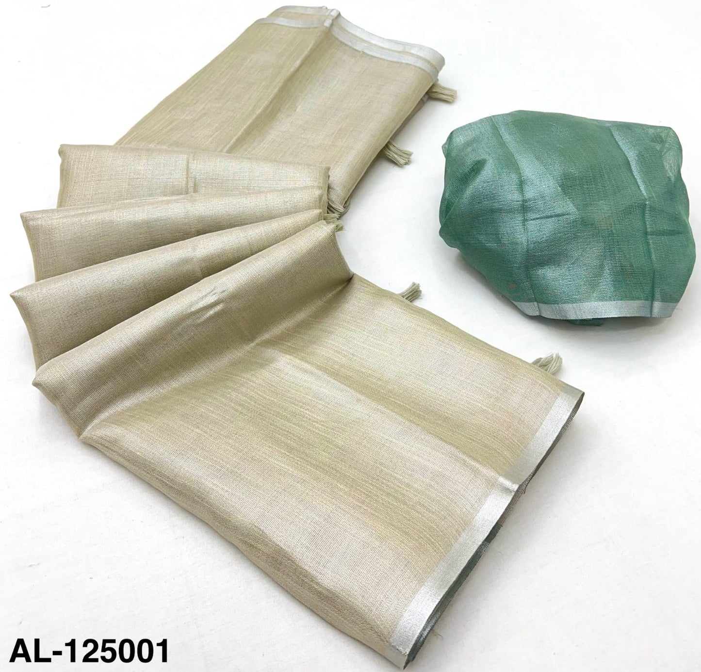 Cream Tissue Silk Ready To Wear/Easy Saree