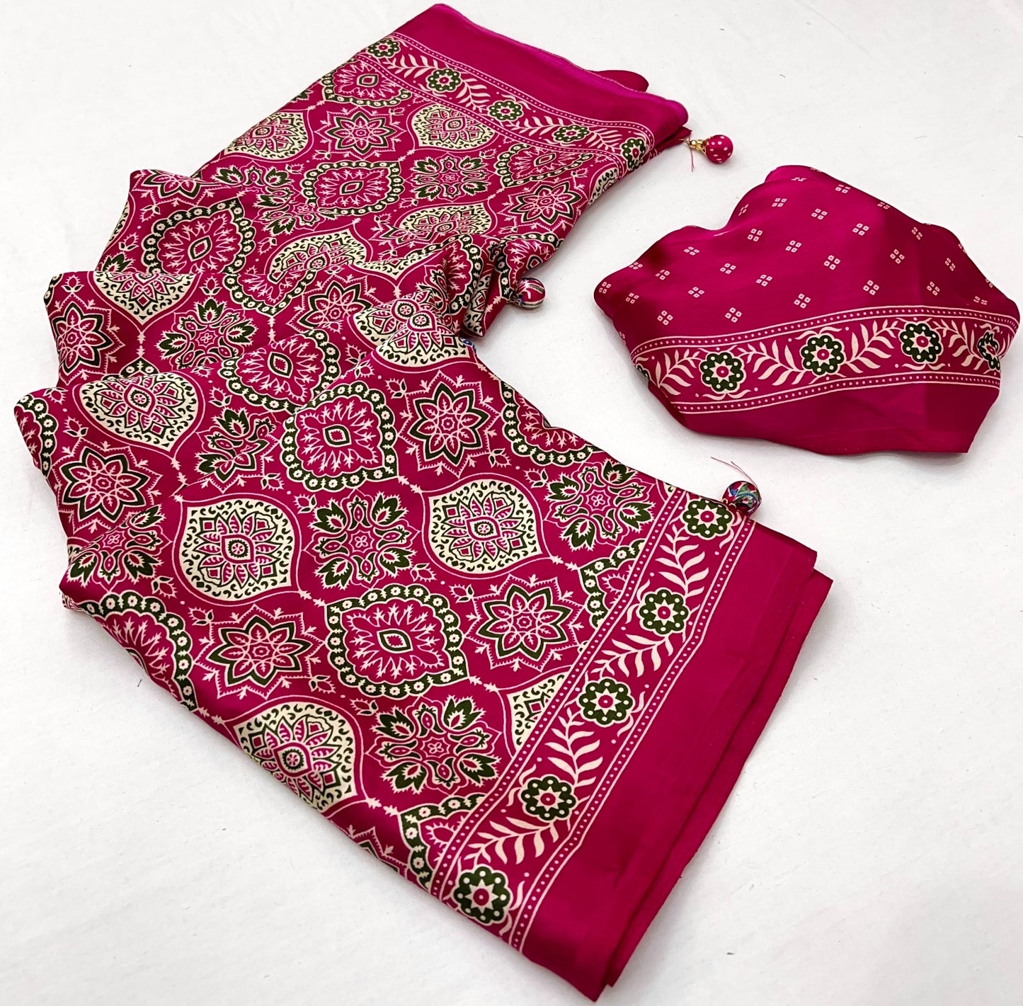 Deep Pink Crepe Silk Ready To Wear/Easy Saree - Panaash Saree