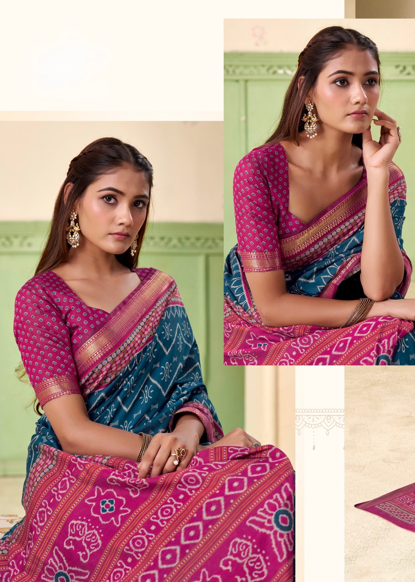 Blue Mul Cotton Easy/Readymade Saree