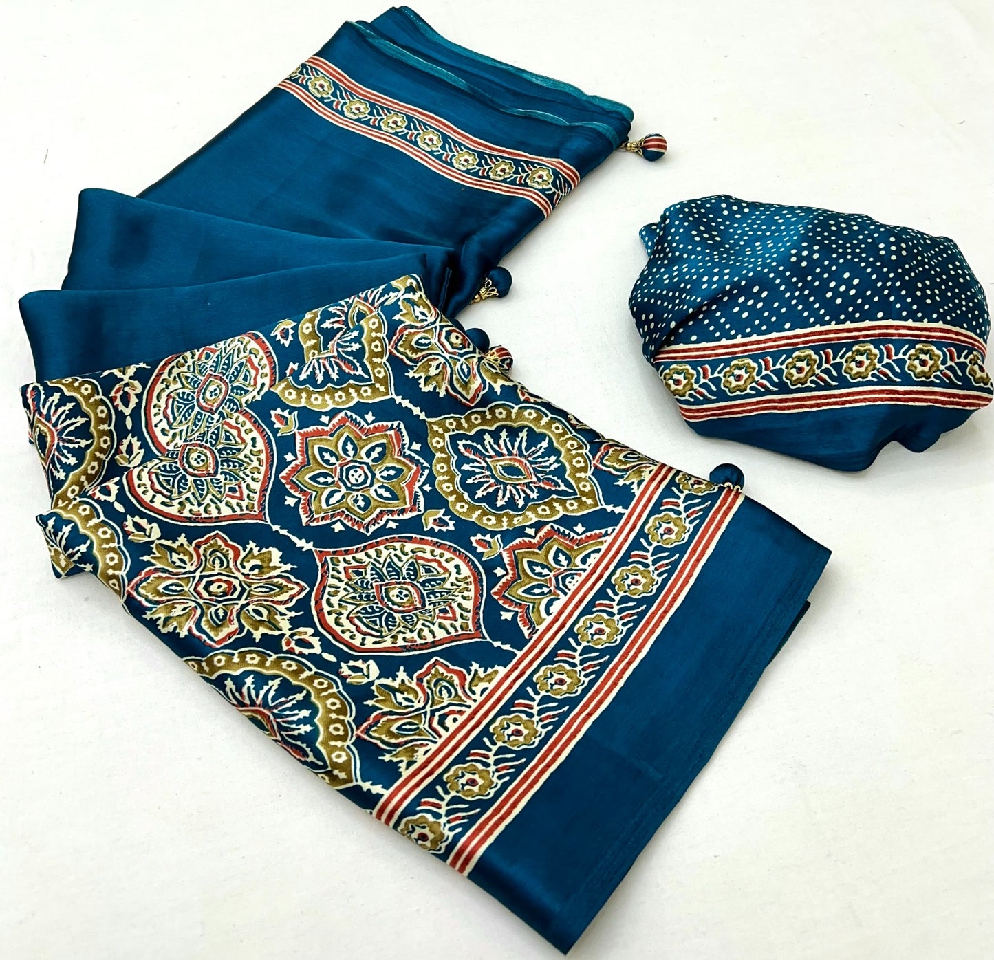 Blue Crepe Silk Office Wear Ready To Wear/Easy Saree