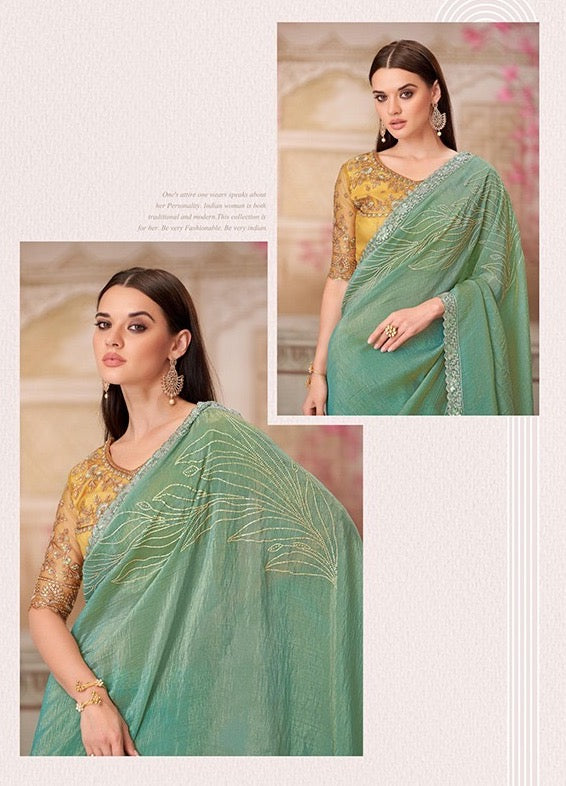 Spring Green Color Cocktail Readymade Saree