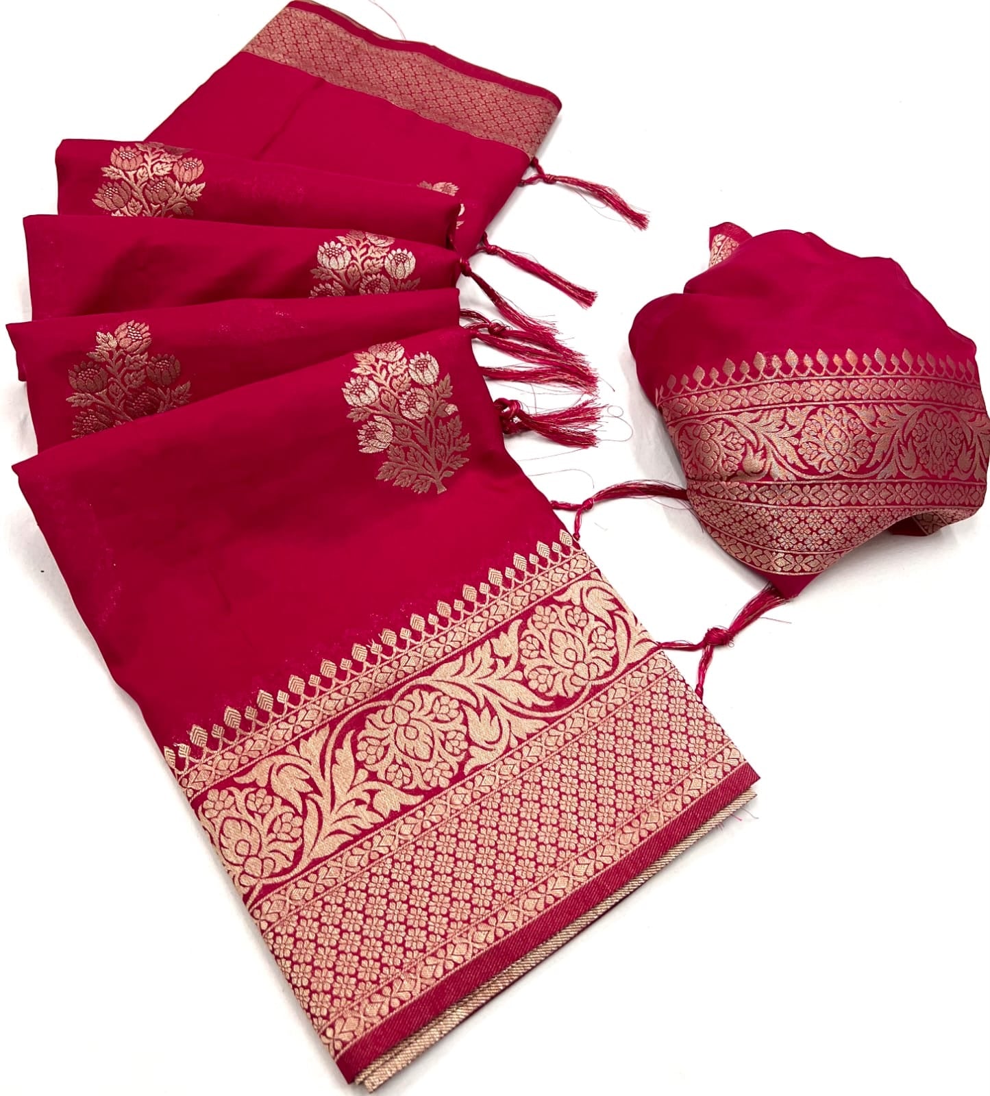 Magenta Pink Khadi Georgette Readymade/Easy Saree