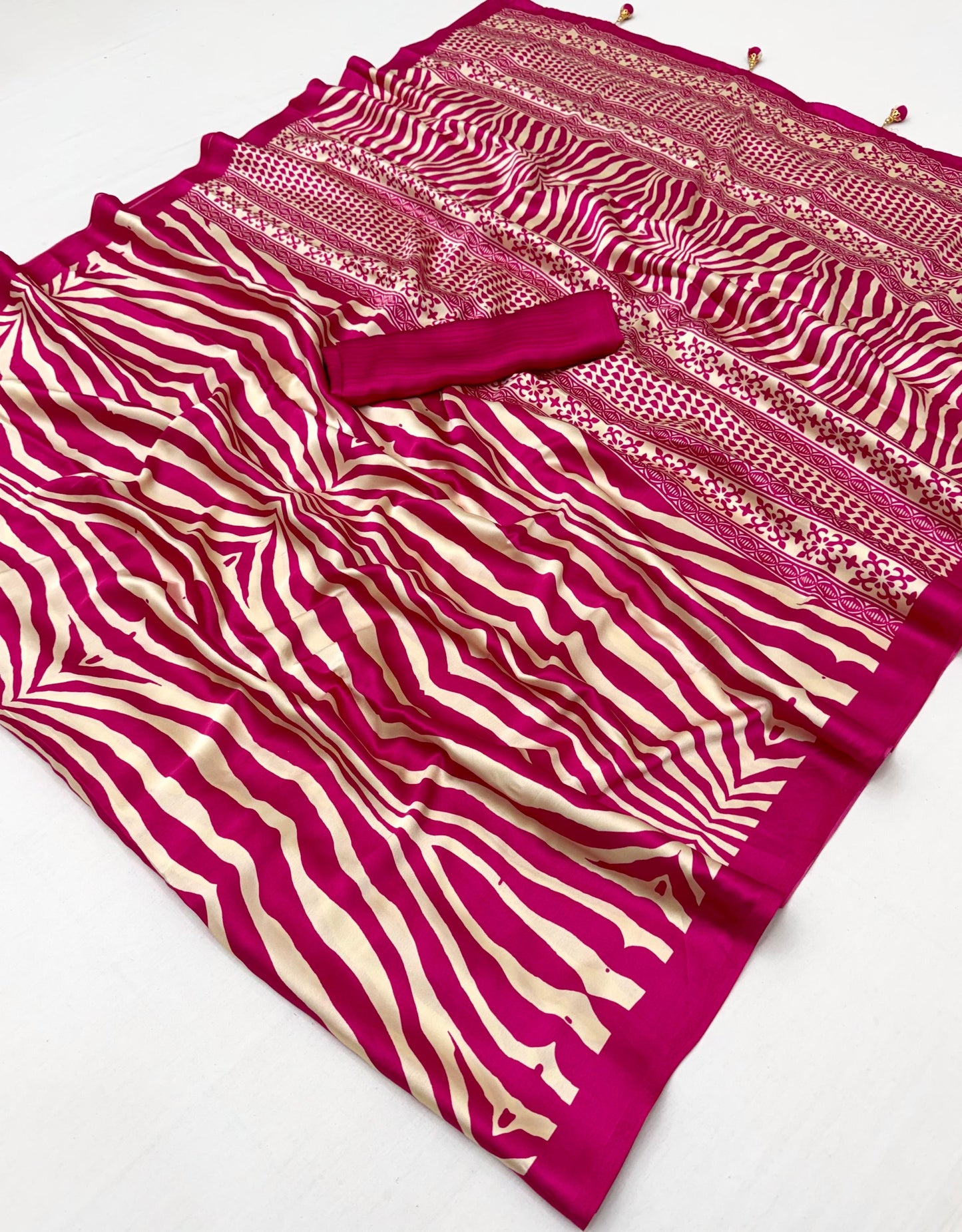 Pink Crepe Silk Ready To Wear/Easy Saree