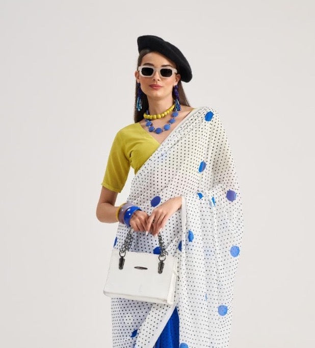 Multicolor Georgette Readymade/Easy Saree