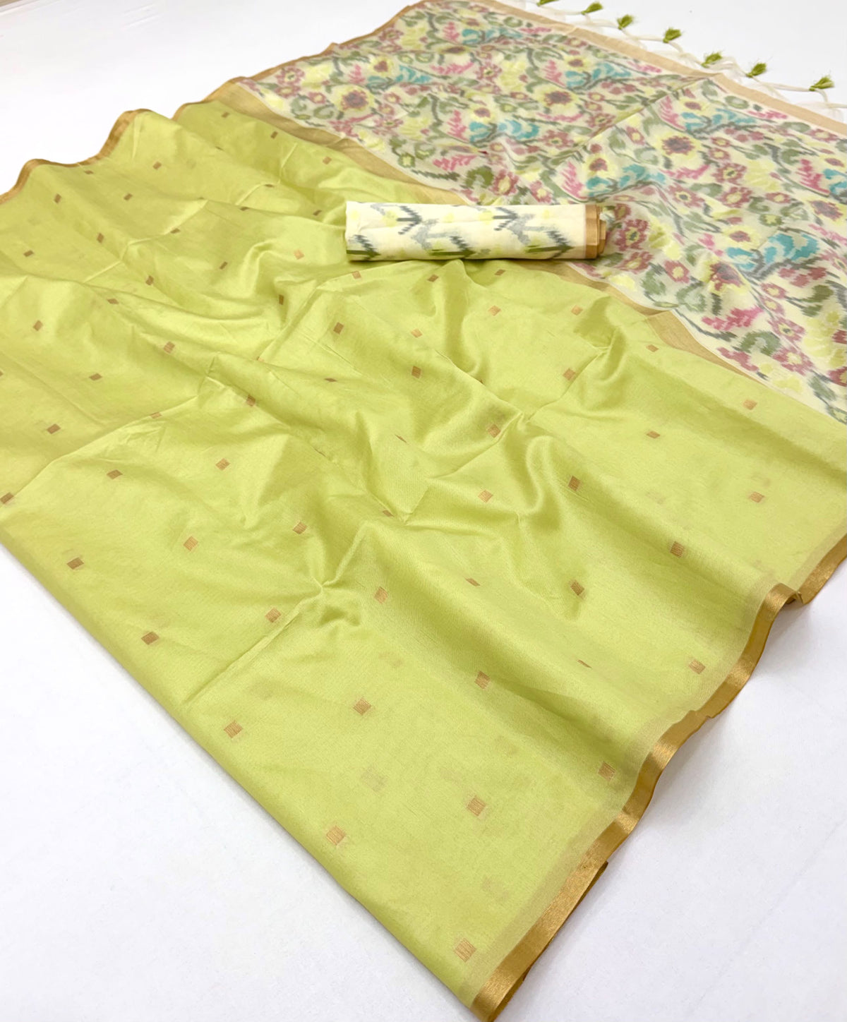 Lime Green Banarasi Silk Ready To Wear/Easy Saree by Stylebypanaash