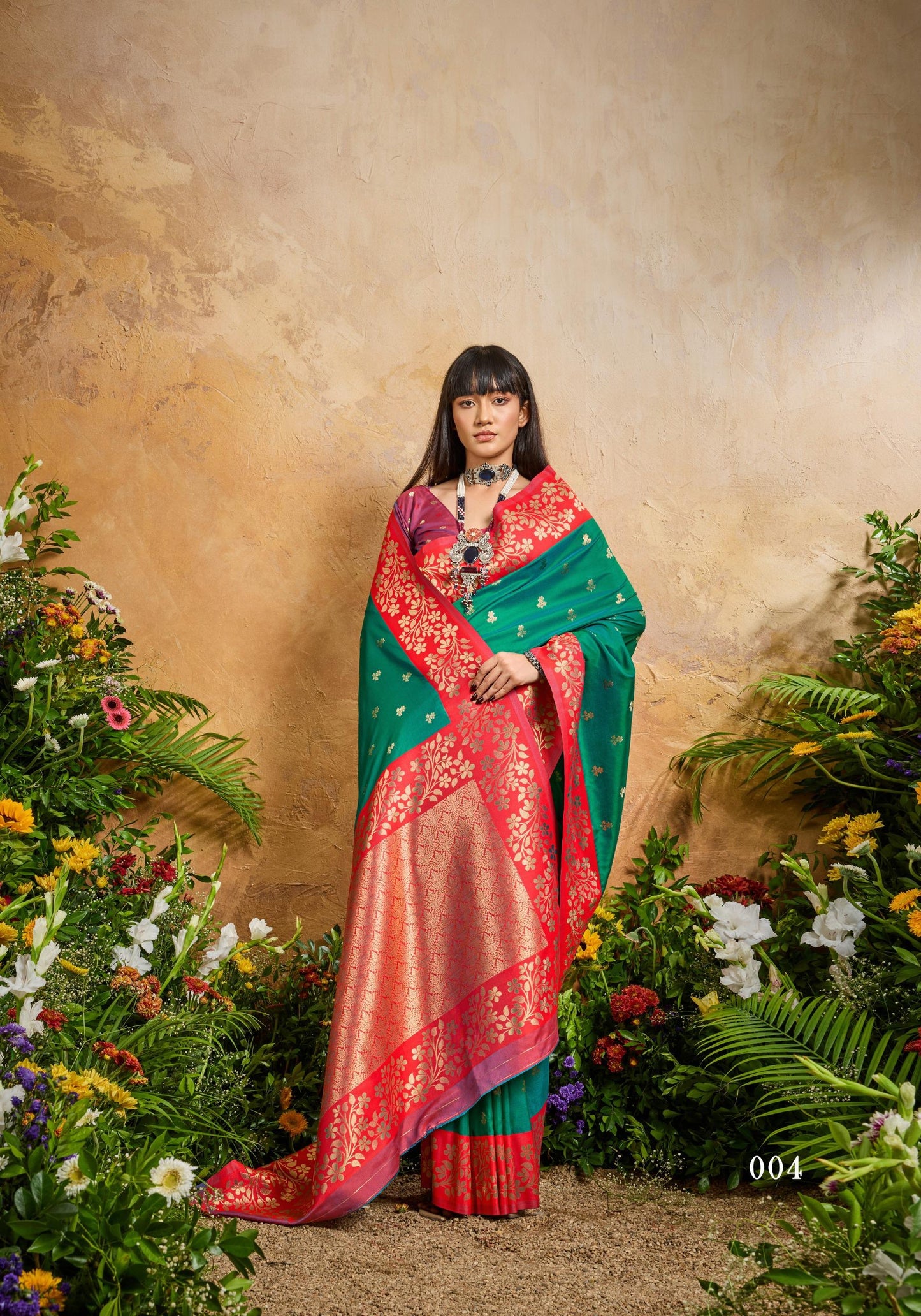Sea Green Kanjivaram Silk Readymade/Easy Saree
