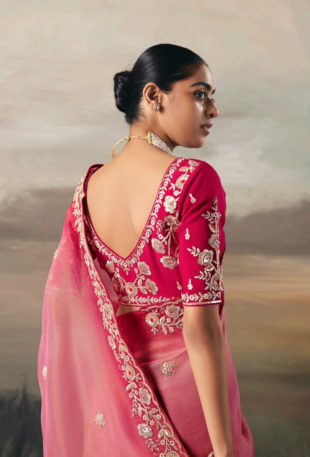Pink Colour Party Wear Readymade Saree