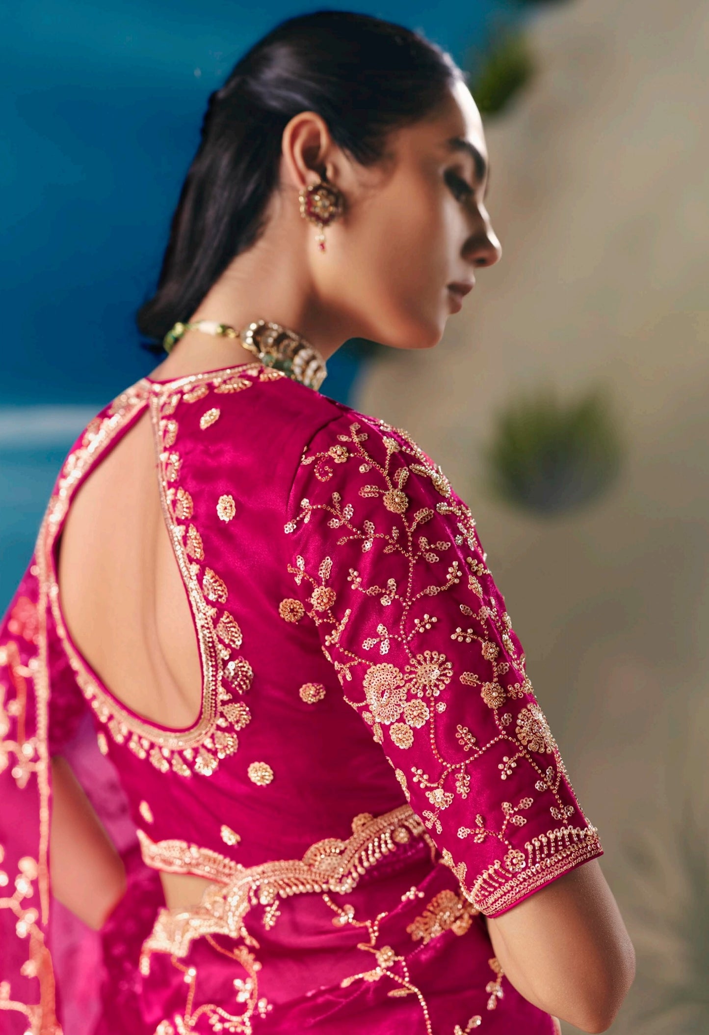 Pink Party Wear Readymade Saree
