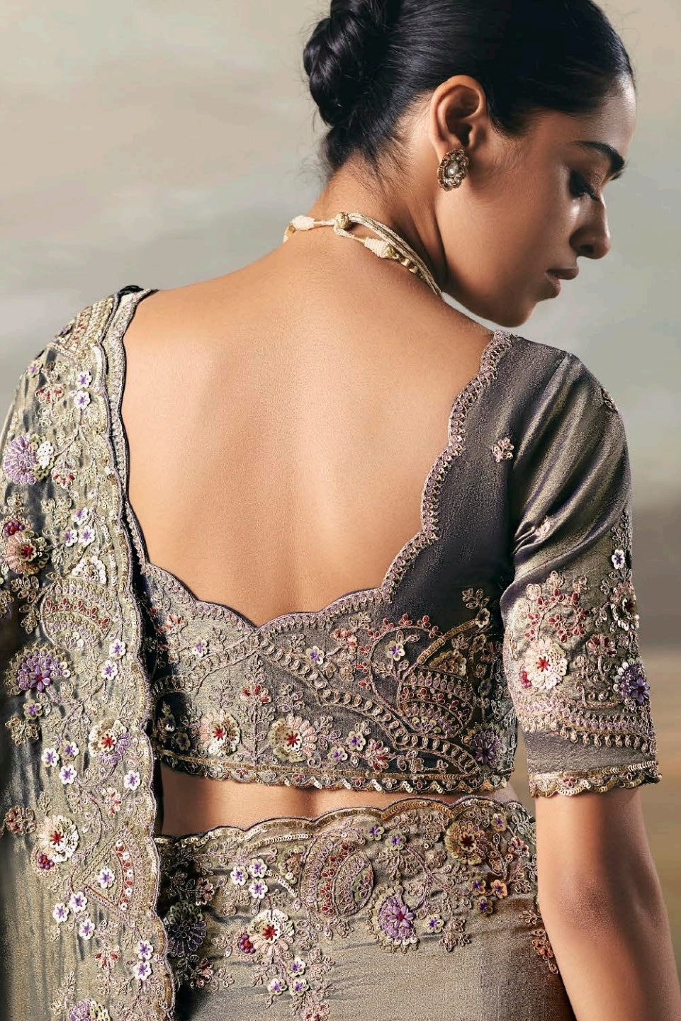 Pastel Sage Green Colour Party Wear Readymade Saree