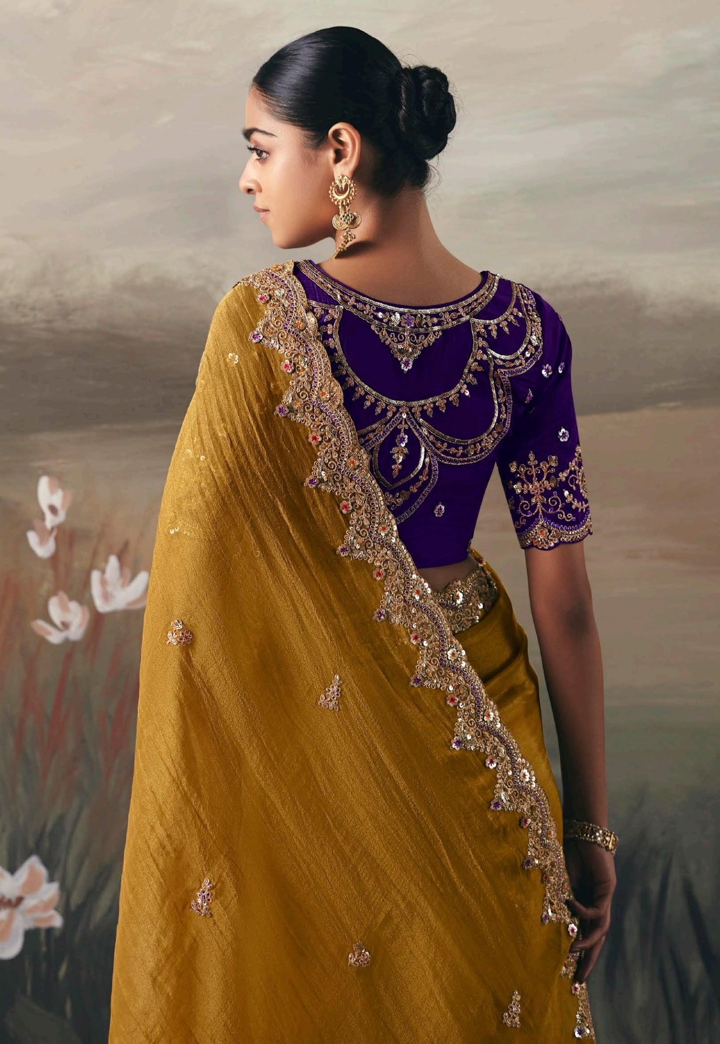 Mustard Colour Party Wear Readymade Saree