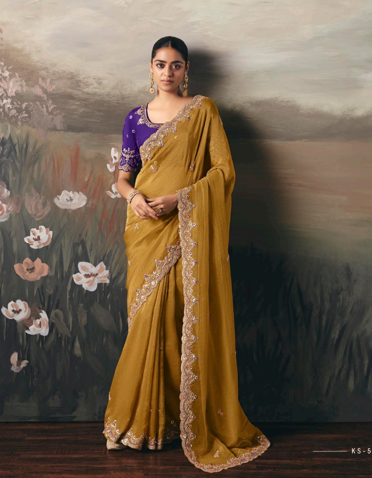 Mustard Colour Party Wear Readymade Saree
