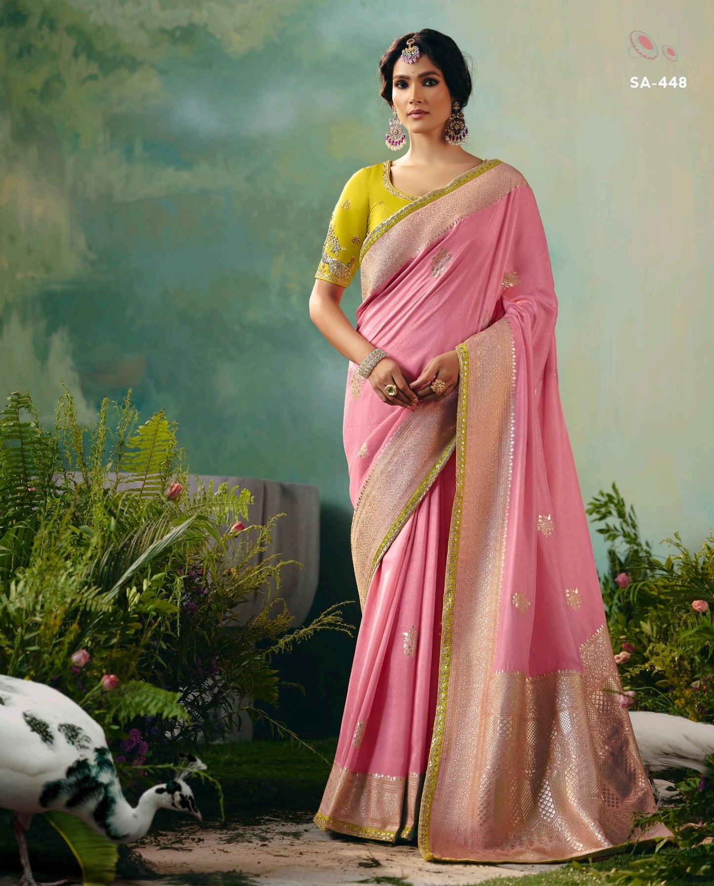 Baby Pink Designer Kanjivaram Silk Readymade/Easy Saree