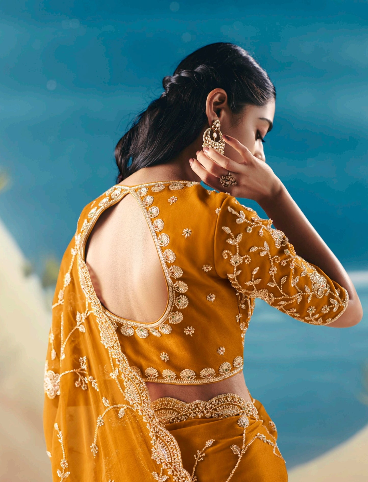 Mustard Colour Party Wear Readymade Saree