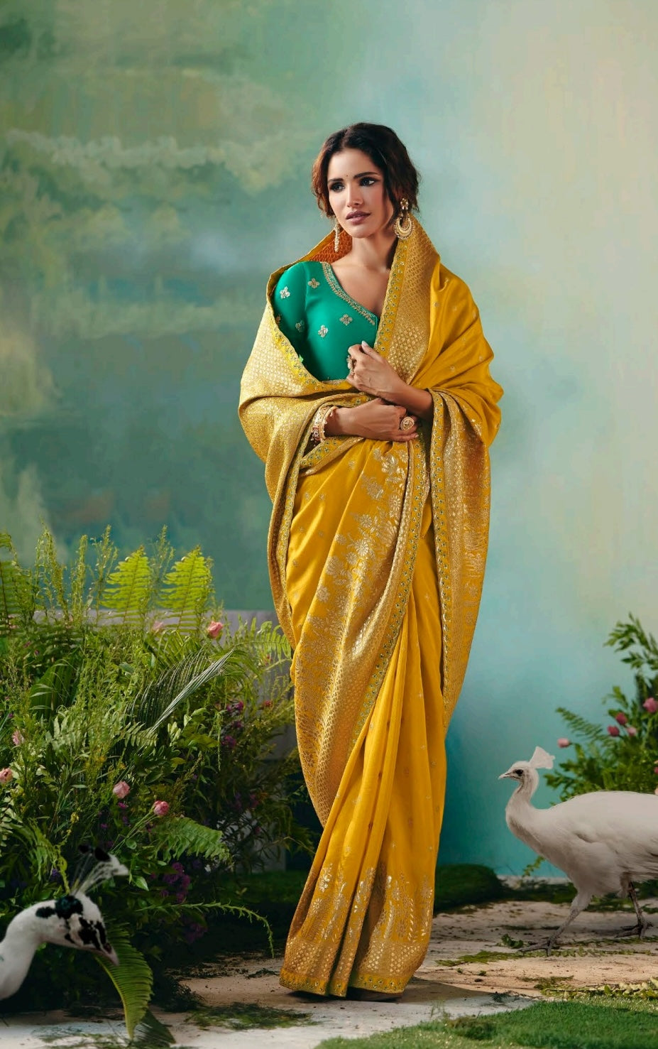 Yellow Designer Kanjivaram Silk Readymade/Easy Saree