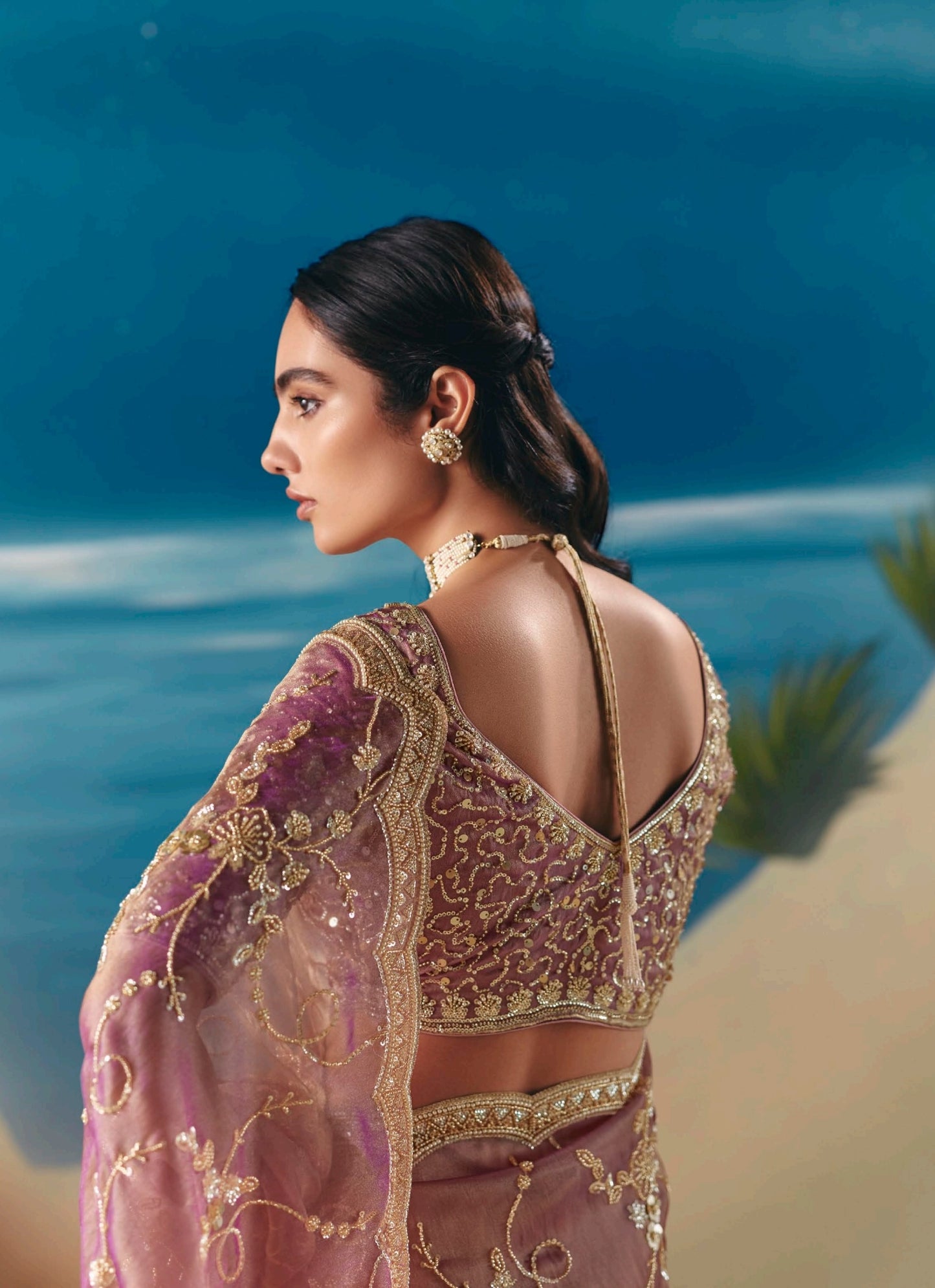 Mauve Colour Party Wear Readymade Saree