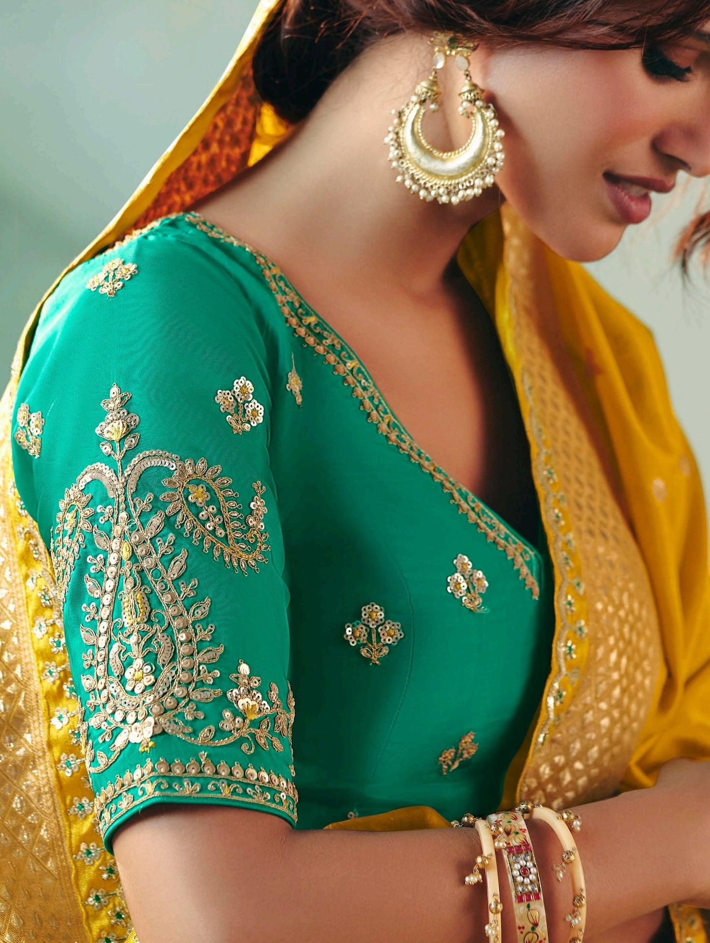Yellow Designer Kanjivaram Silk Readymade/Easy Saree