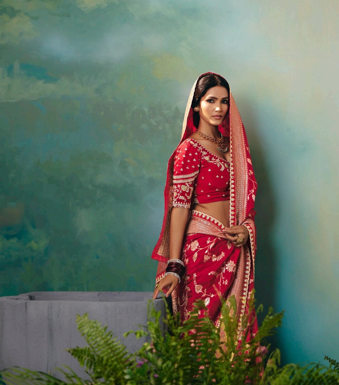 Red Designer Kanjivaram Silk Readymade/Easy Saree